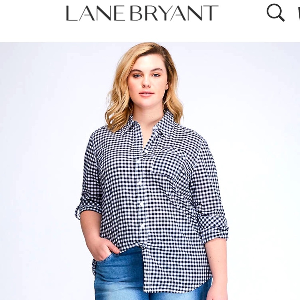 Lane Bryant Black and white gingham cotton shirt 14